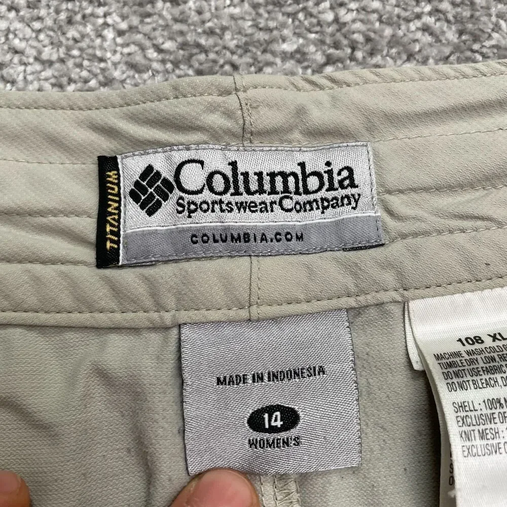 Columbia Titanium Mini Skort Skirt Womens 14 Beige Nylon Pockets Outdoor Casual